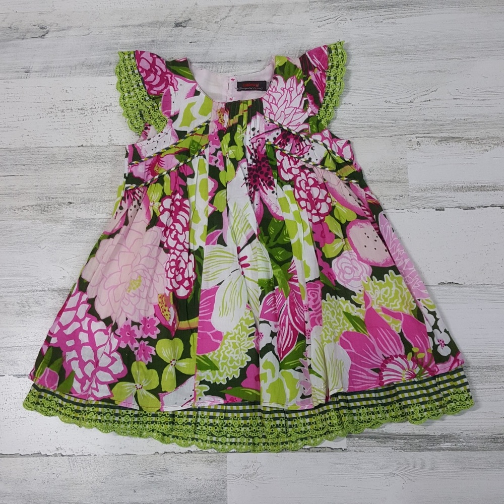 $59 Catimini Boutique Girl Floral Dress Size 3T